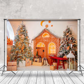 Lofaris Orange Hütte Dekoration Innere Weihnachten Hintergrund